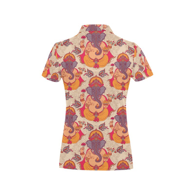 Ganesha Indian Pattern Print Design 02 Women's Polo Shirt