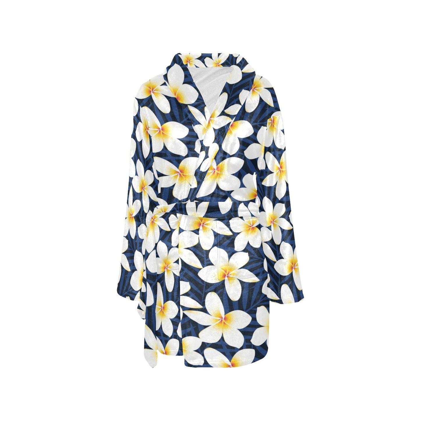 Plumeria Pattern Print Design PM026 Women's Fleece Robe