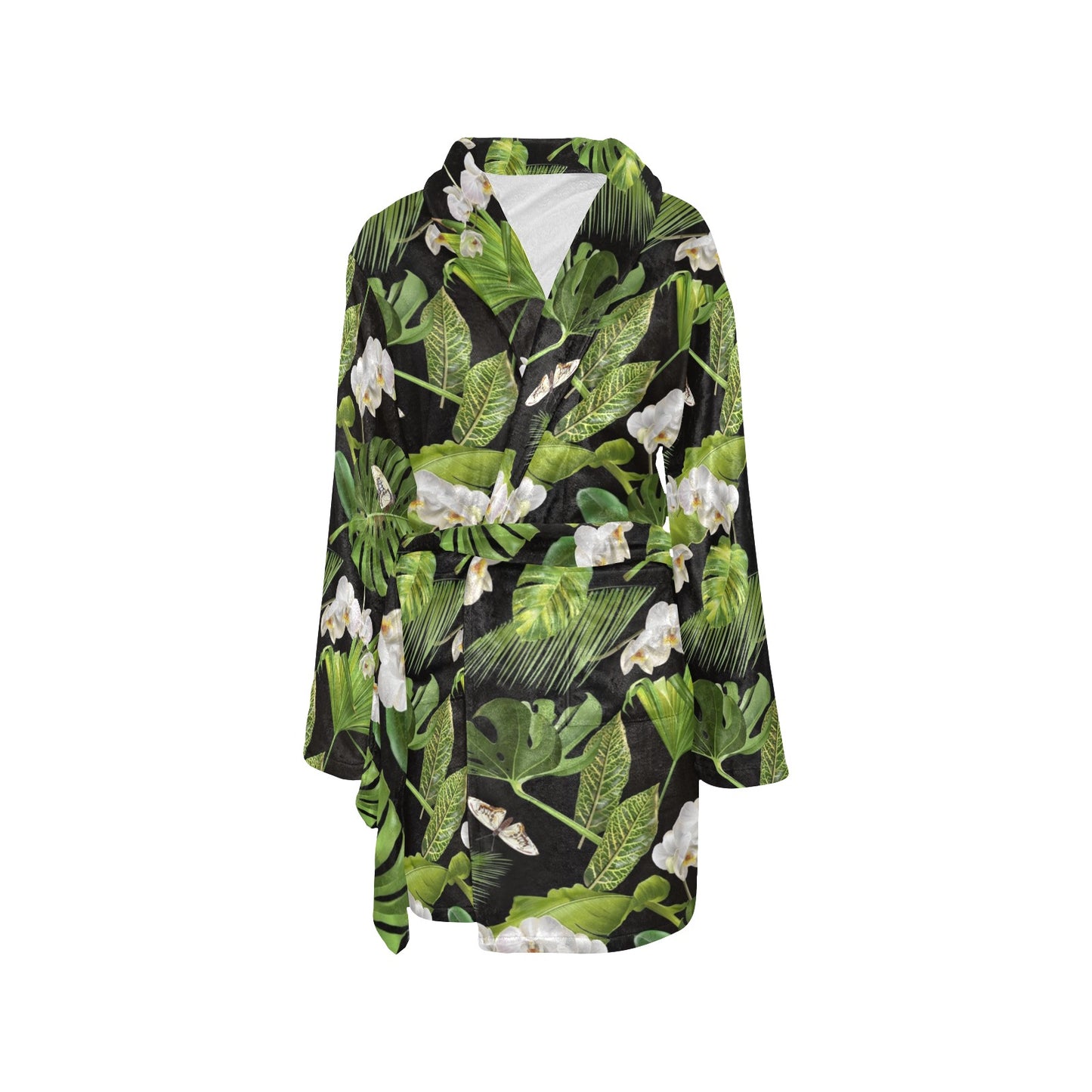 Tropical Flower Pattern Print Design TF026 Women's Fleece Robe