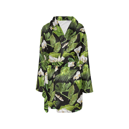 Tropical Flower Pattern Print Design TF026 Women's Fleece Robe
