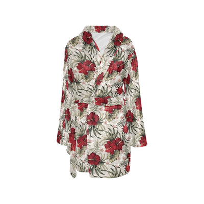 Hibiscus Print Design LKS3011 Women's Fleece Robe