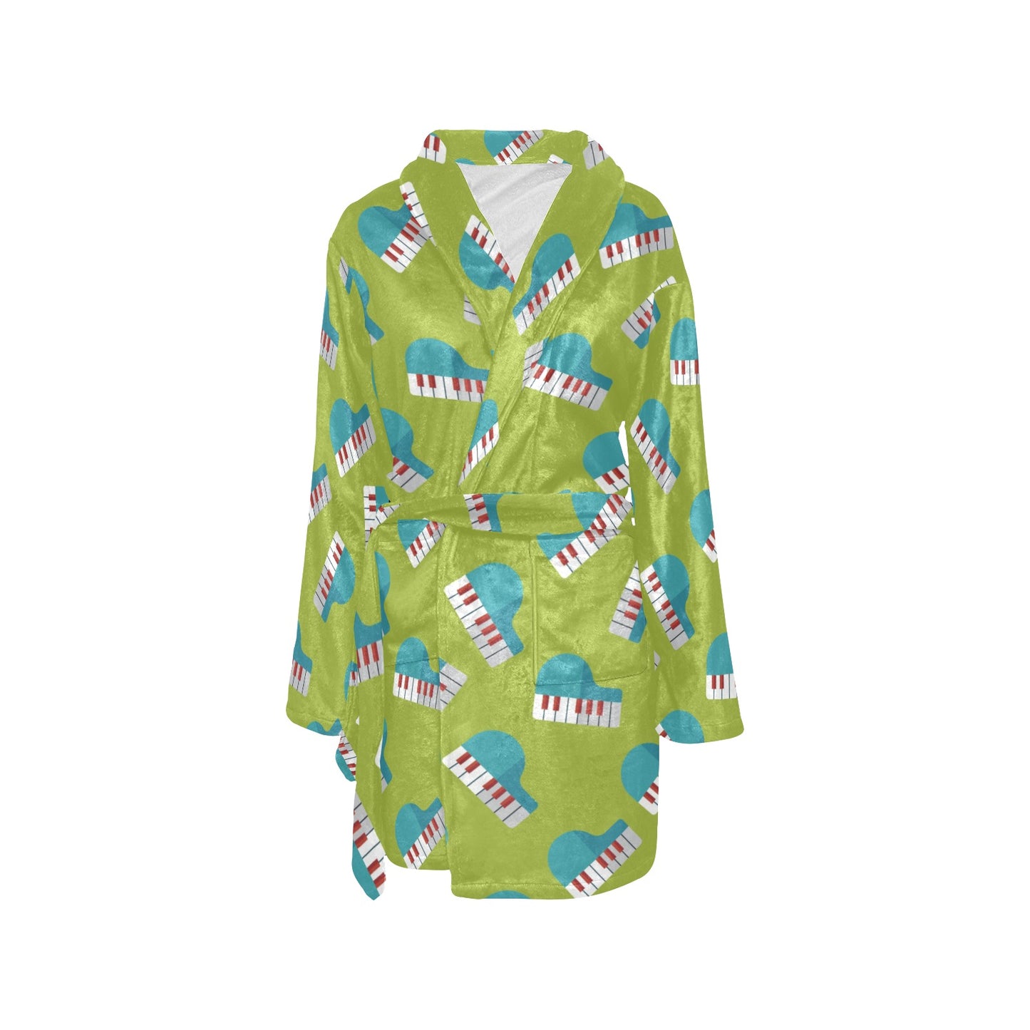 Piano Pattern Print Design 03 Women's Fleece Robe