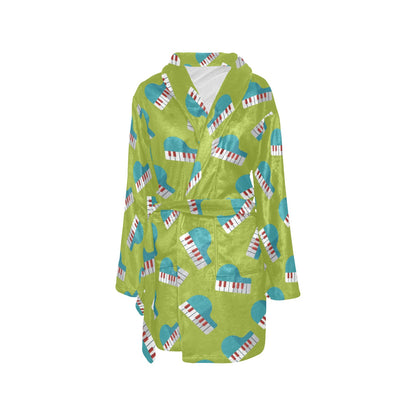 Piano Pattern Print Design 03 Women's Fleece Robe