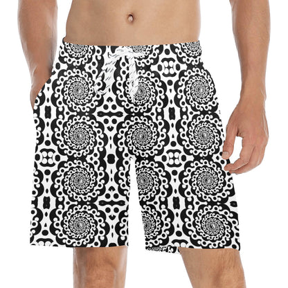 Yin Yang Spiral Design Print Men's Swim Trunks Beach Shorts