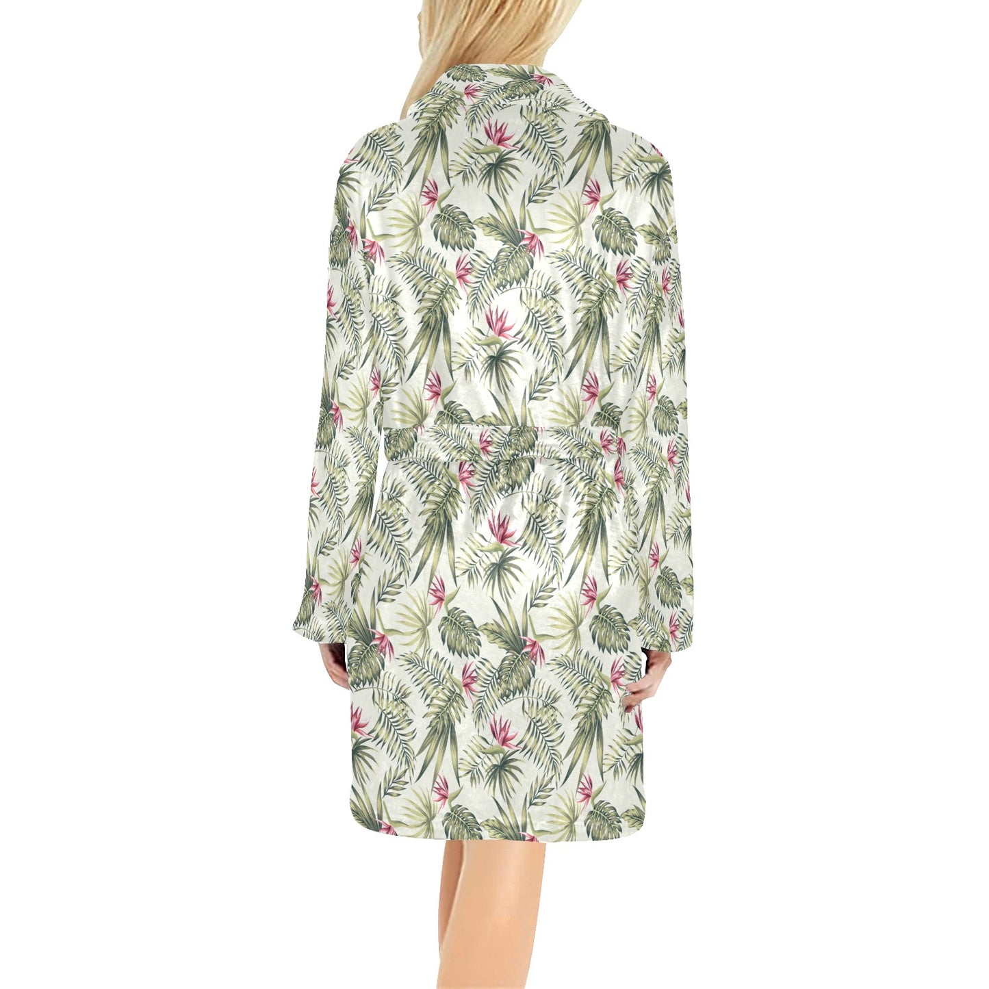 Bird Of Paradise Pattern Print Design 04 Women's Fleece Robe