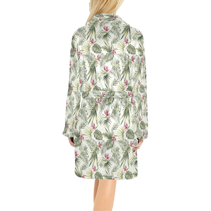 Bird Of Paradise Pattern Print Design 04 Women's Fleece Robe