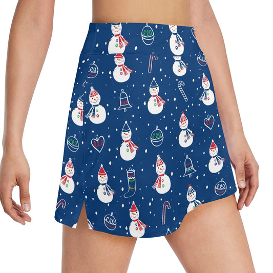 Snowman Print Design LKS306 17" Golf & Pickleball Skort with Pockets
