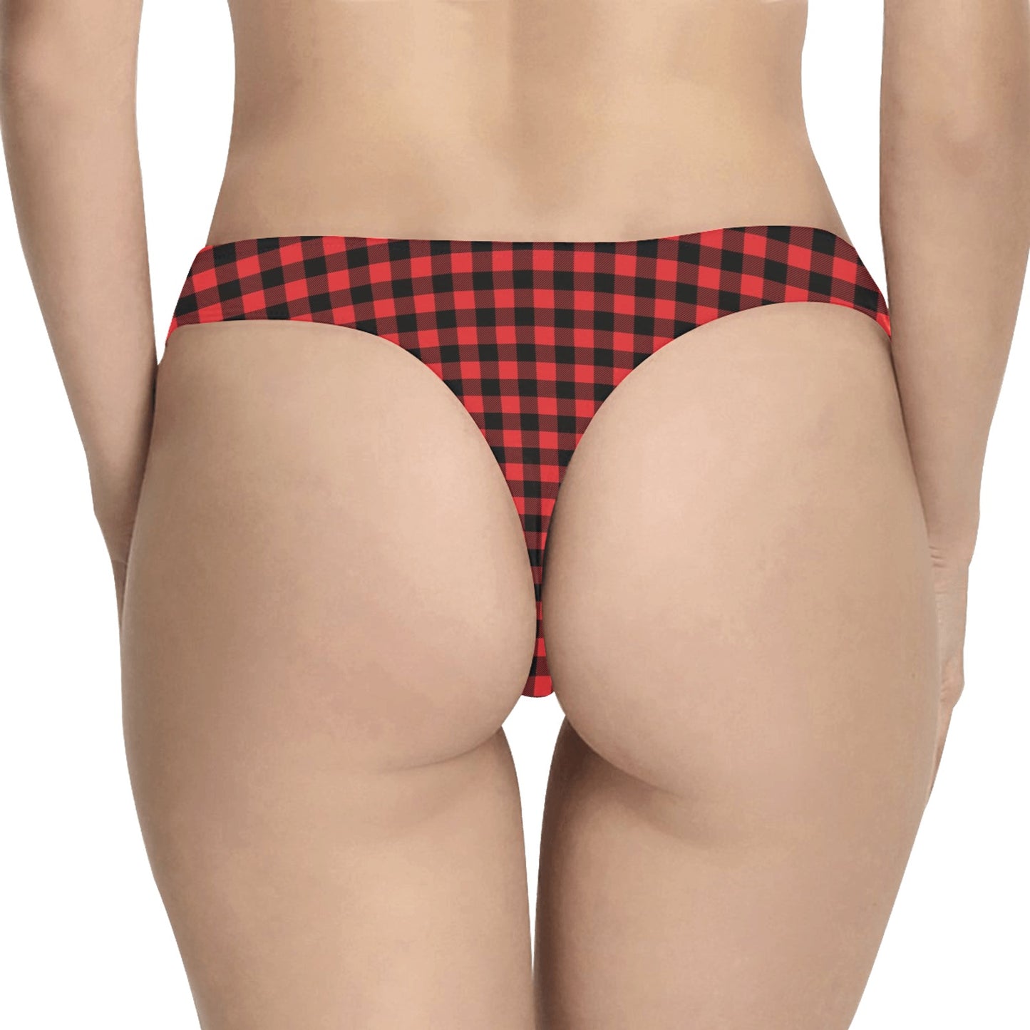 Red Black Buffalo Tartan Plaid Pattern Women's Thongs