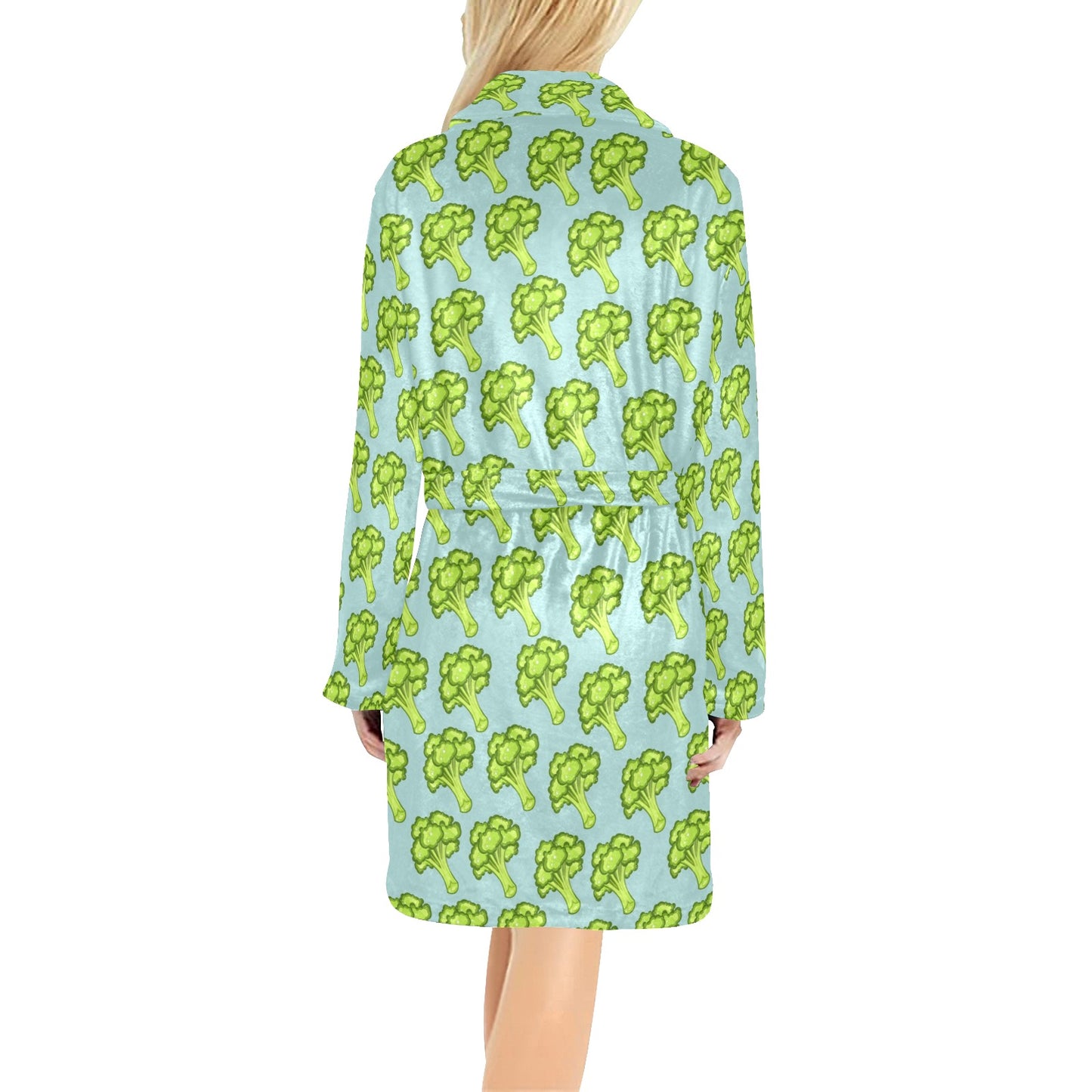 Broccoli Pattern Print Design 02 Women's Fleece Robe
