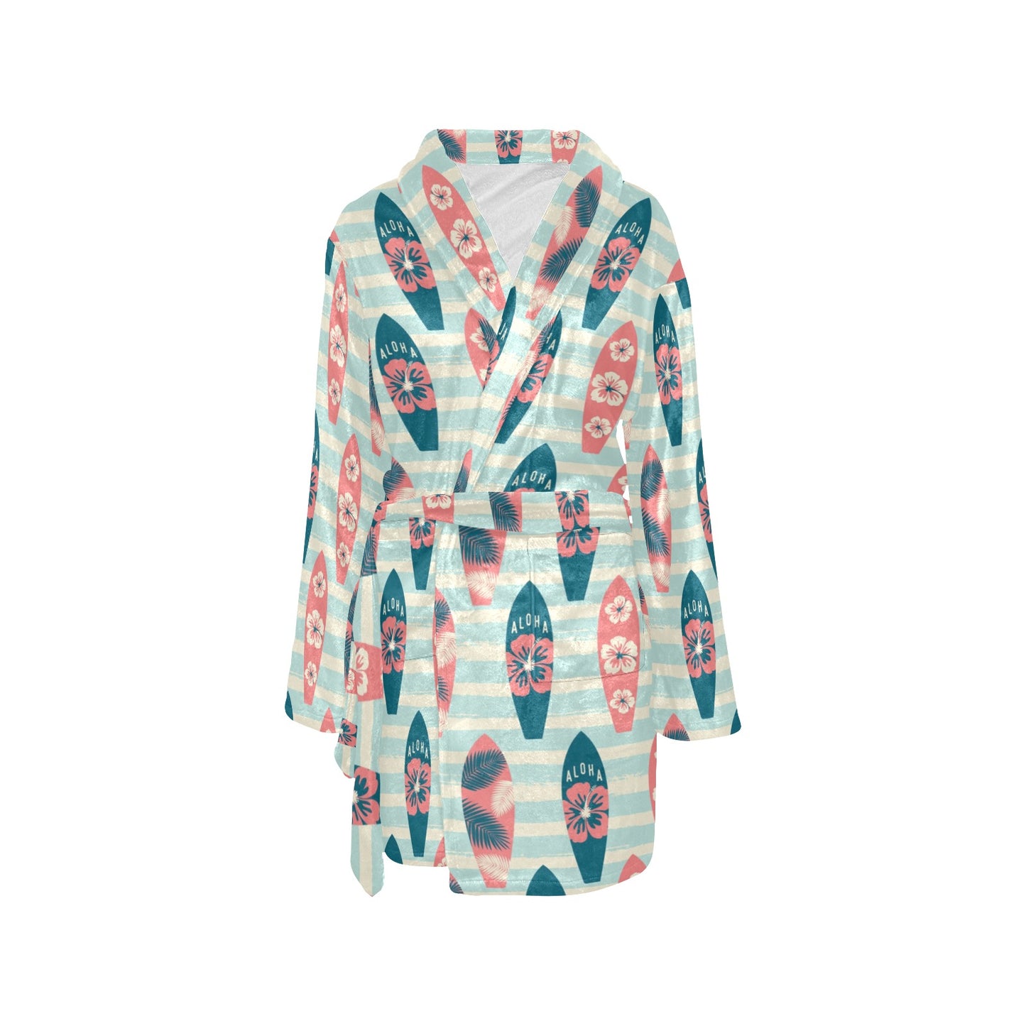 Aloha Hawaii Surfboard Pattern Print Design 02 Women's Fleece Robe