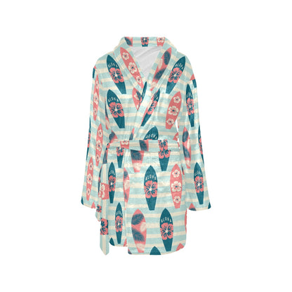 Aloha Hawaii Surfboard Pattern Print Design 02 Women's Fleece Robe