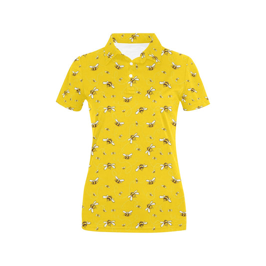 Bee Pattern Print Design 05 Women's Polo Shirt