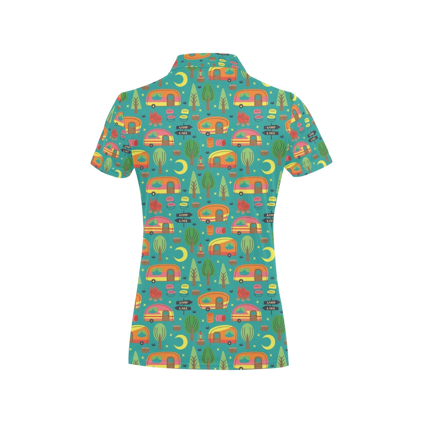 Camping Camper Pattern Print Design 05 Women's Polo Shirt
