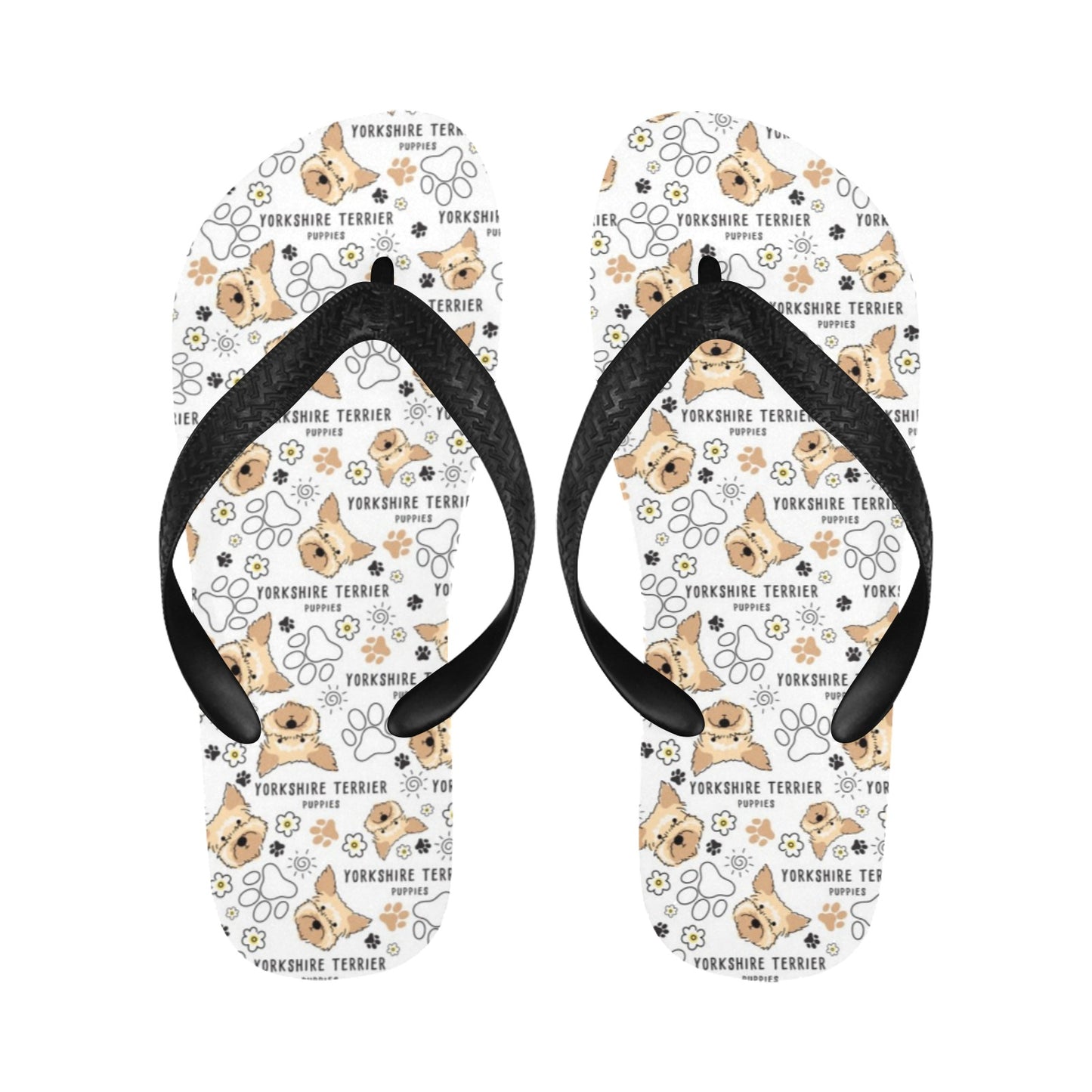 Yorkshire Terriers Print Design LKS308 Flip Flops
