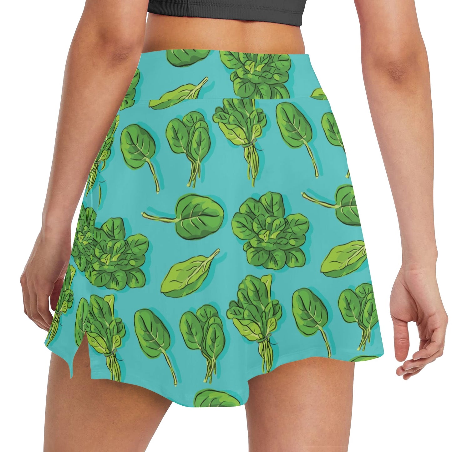 Spinach Print Design LKS301 17" Golf & Pickleball Skort with Pockets