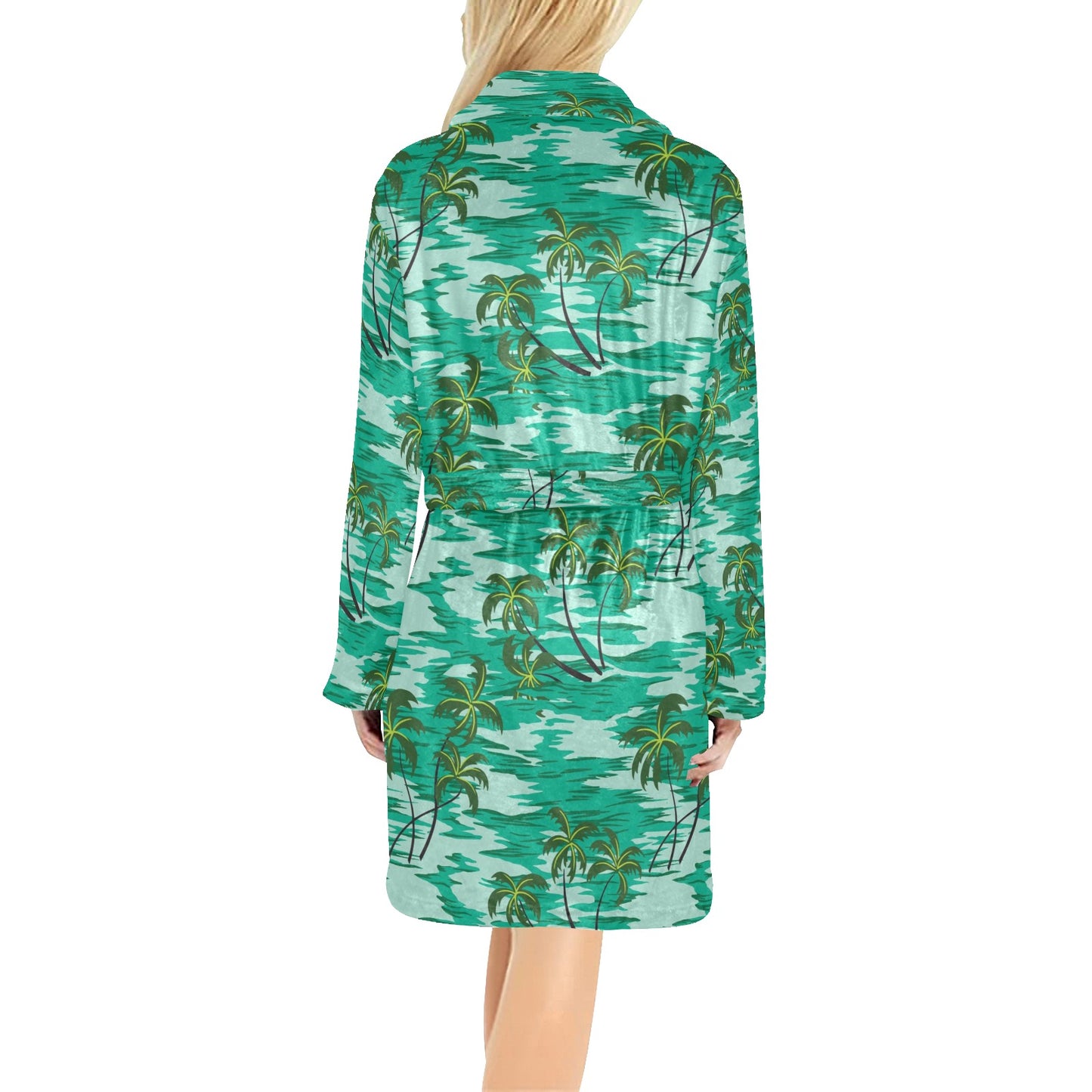 Palm Tree Pattern Print Design A01 Women's Fleece Robe