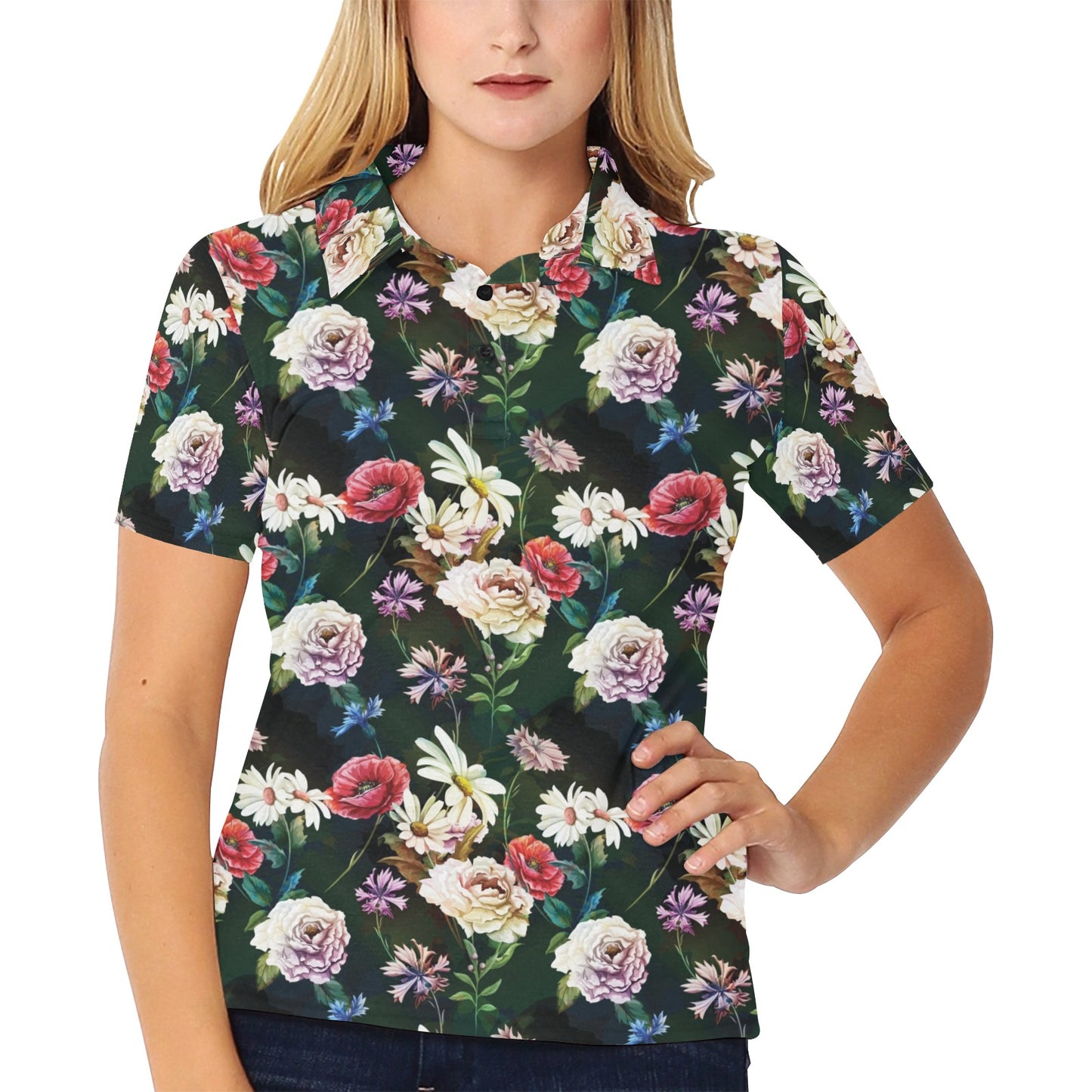 Summer Floral Print Design LKS303 Women's Polo Shirt