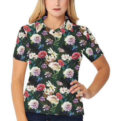 Summer Floral Print Design LKS303 Women's Polo Shirt
