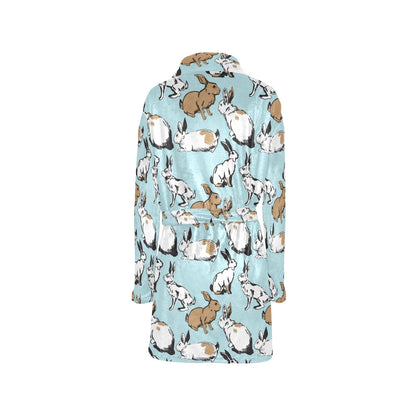 Rabbit Pattern Print Design RB018 Women's Fleece Robe