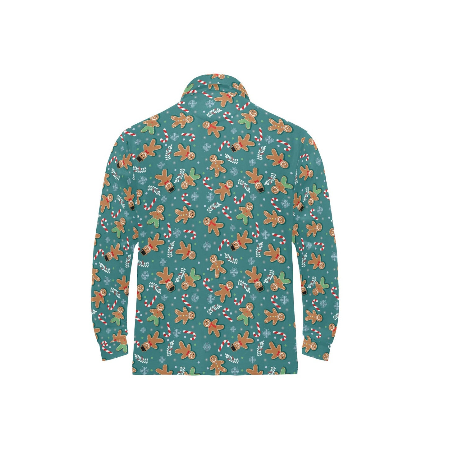 Gingerbread Pattern Print Design 05 Long Sleeve Polo Shirt For Men's