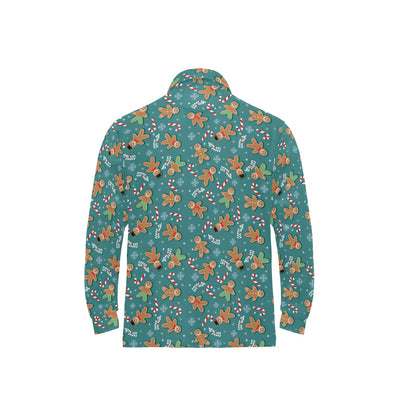 Gingerbread Pattern Print Design 05 Long Sleeve Polo Shirt For Men's