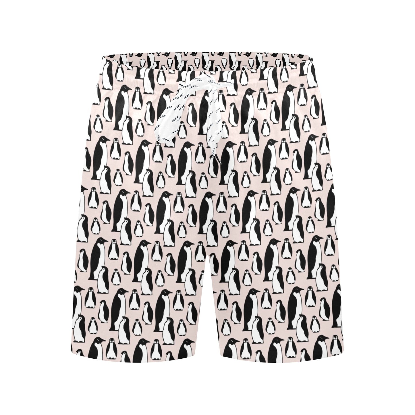 Penguin Themed Men's Swim Trunks Beach Shorts