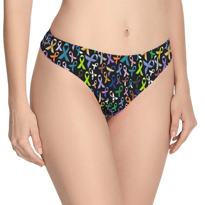 Breast Cancer Awareness Colorful Print Women's Thongs