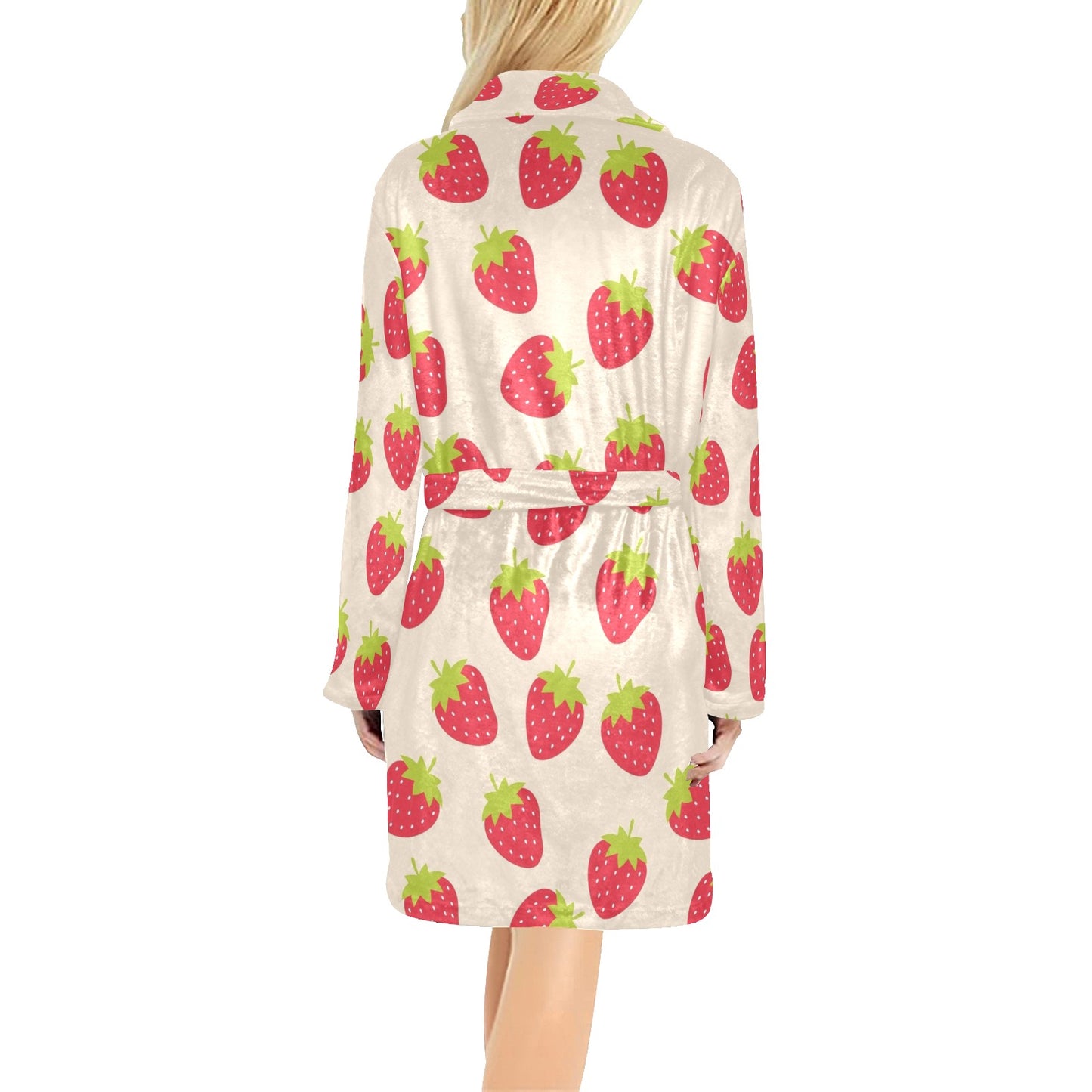 Strawberry Pattern Print Design SB02 Women's Fleece Robe