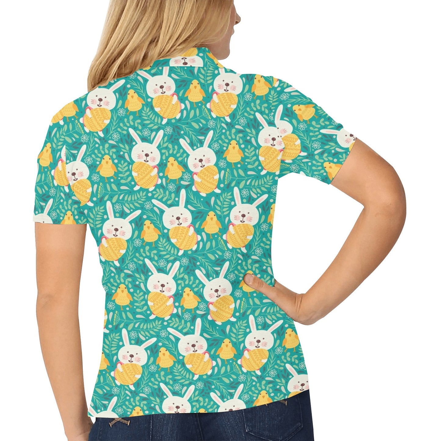 Easter Eggs Pattern Print Design RB02 Women's Polo Shirt