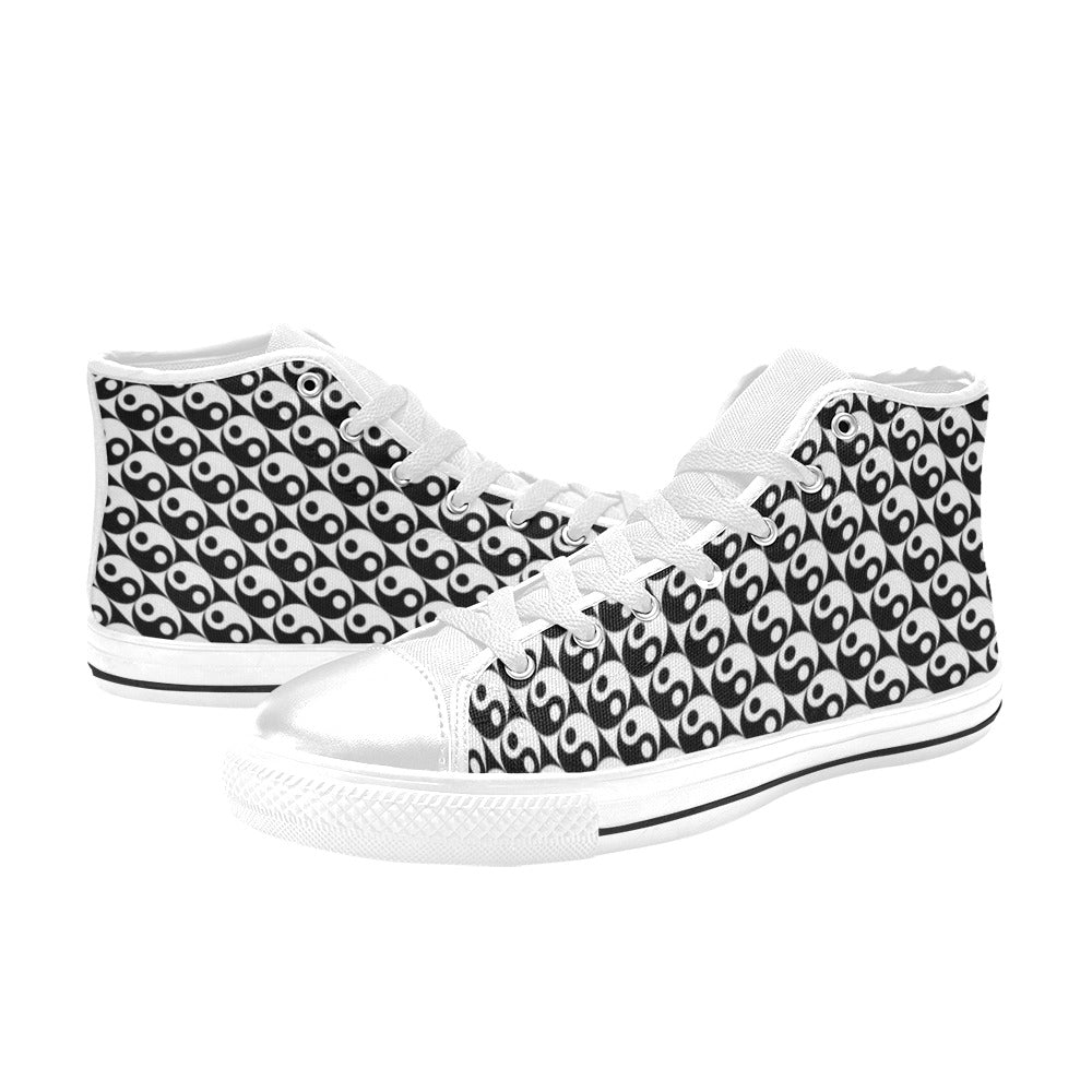 Yin Yang Print Design LKS304 Men's High Top Canvas Shoes