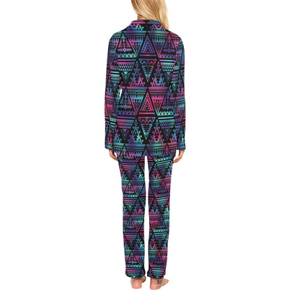 Tribal aztec Dark Multicolor Women's Long Pajama Set