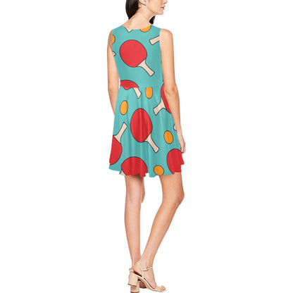 Ping Pong Pattern Print Design A01 Sleeveless Dress