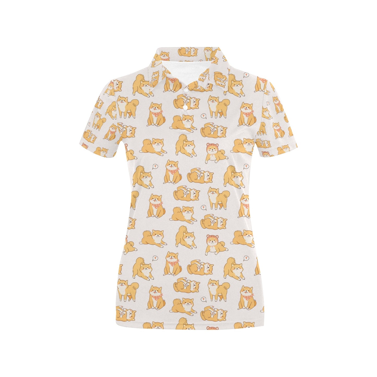 Shiba Inu Print Design LKS308 Women's Polo Shirt