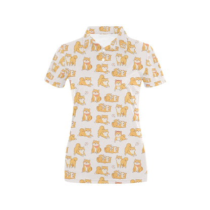 Shiba Inu Print Design LKS308 Women's Polo Shirt