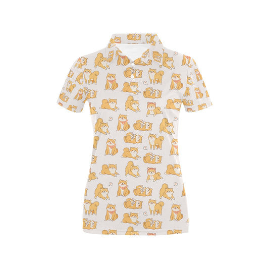 Shiba Inu Print Design LKS308 Women's Polo Shirt