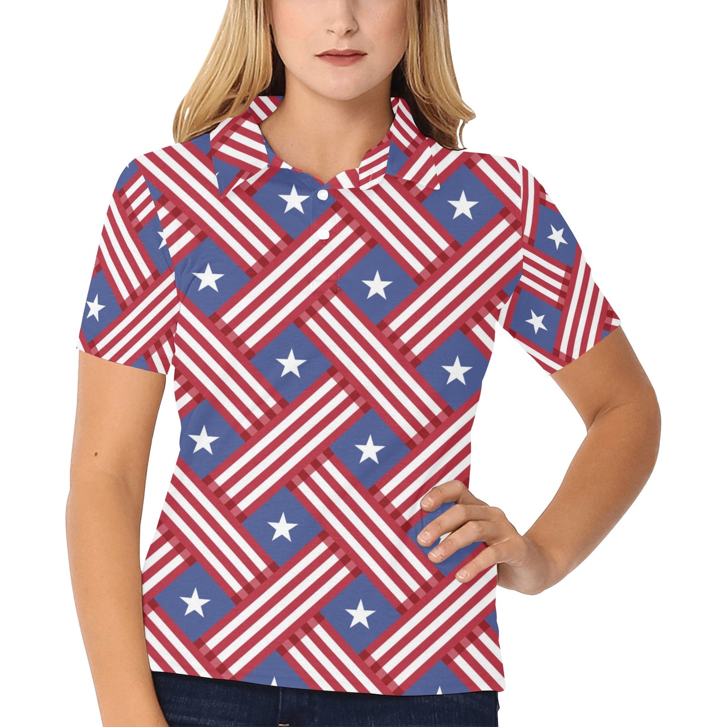 American flag Pattern Women's Polo Shirt