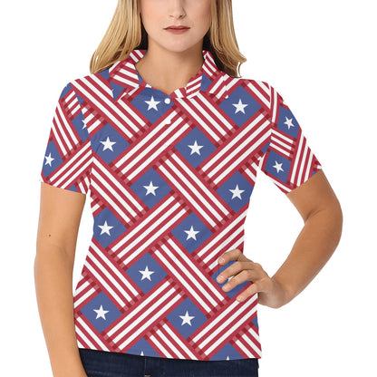American flag Pattern Women's Polo Shirt