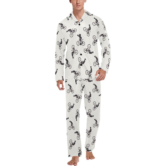 Mountain bike Pattern Print Design 01 Men's Long Pajama Set