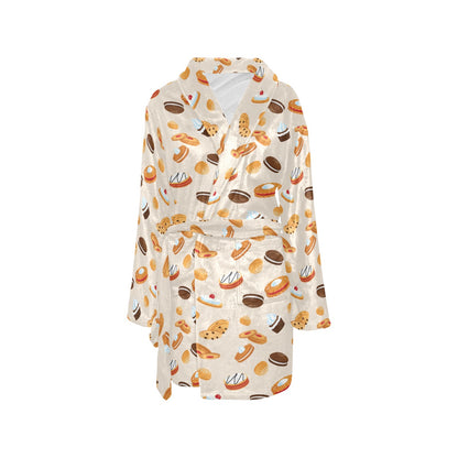 Biscuit Pattern Print Design 01 Women's Fleece Robe