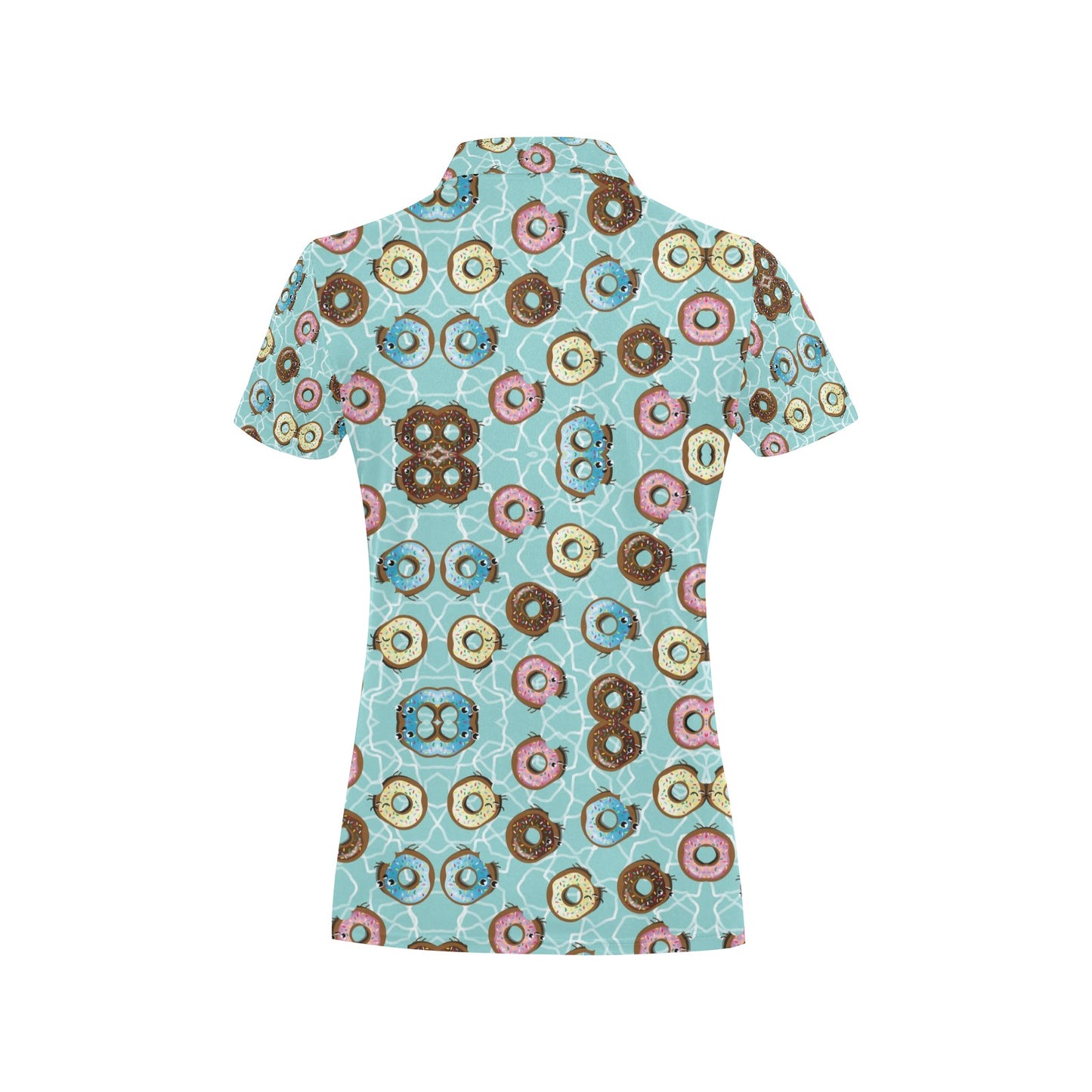 Emoji Donut Print Pattern Women's Polo Shirt
