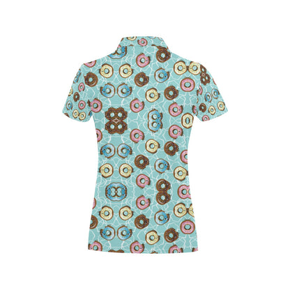 Emoji Donut Print Pattern Women's Polo Shirt
