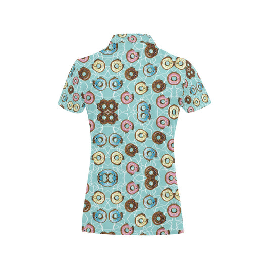 Emoji Donut Print Pattern Women's Polo Shirt