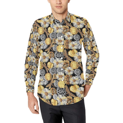 Steampunk Dragonfly Print Design LKS302 Men's Long Sleeve Dress Shirt