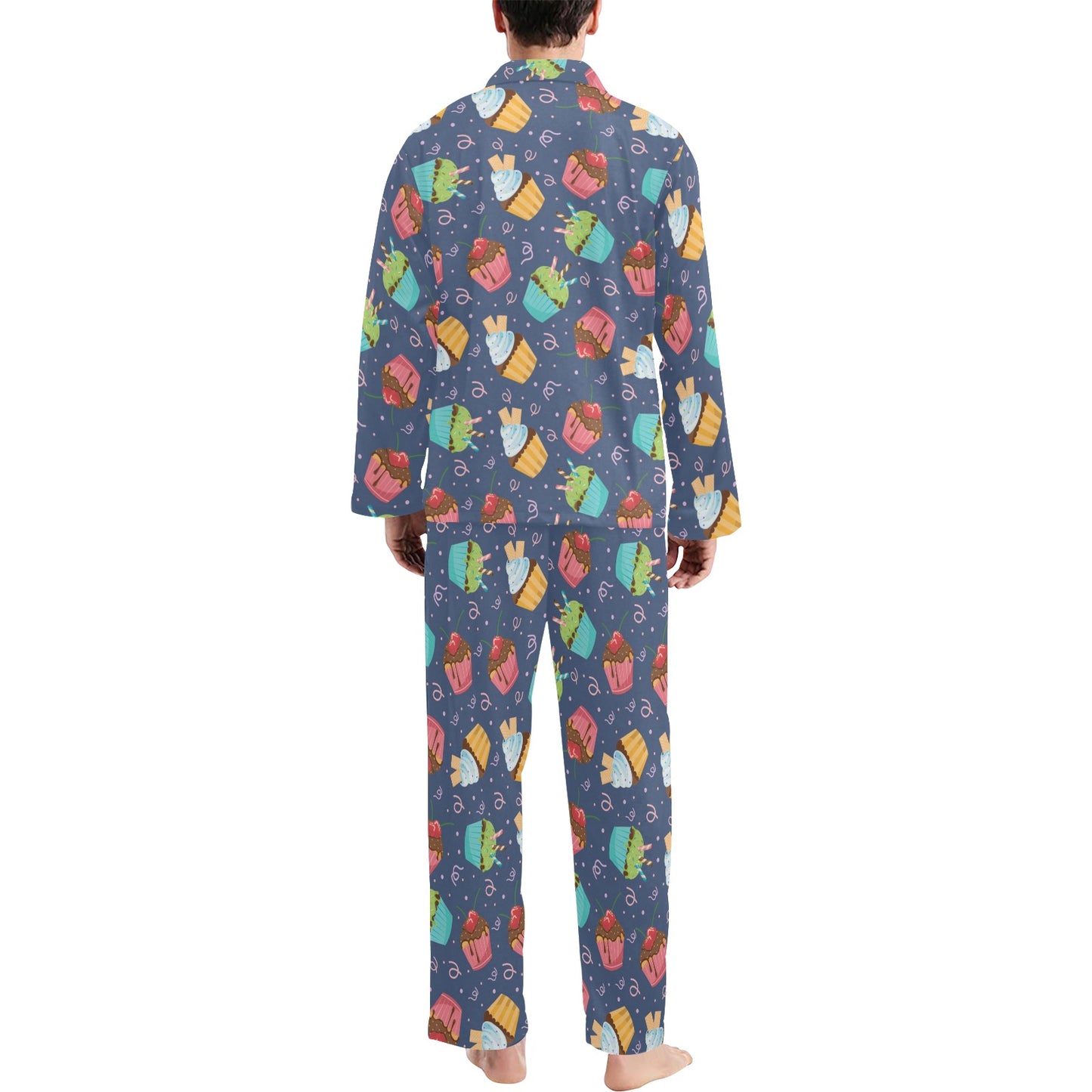 Cupcake Pattern Print Design 02 Men's Long Pajama Set