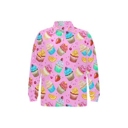 Cupcake Pattern Print Design CP05 Long Sleeve Polo Shirt For Men's