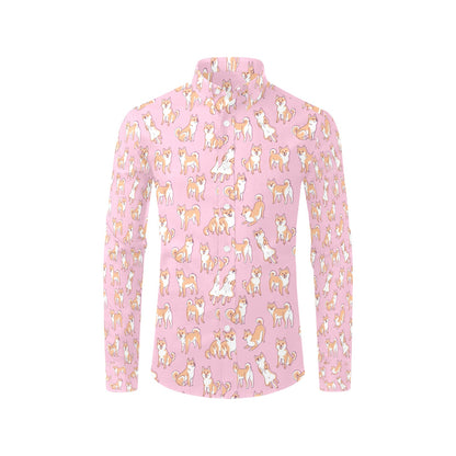 Shiba Inu Print Design LKS303 Men's Long Sleeve Dress Shirt
