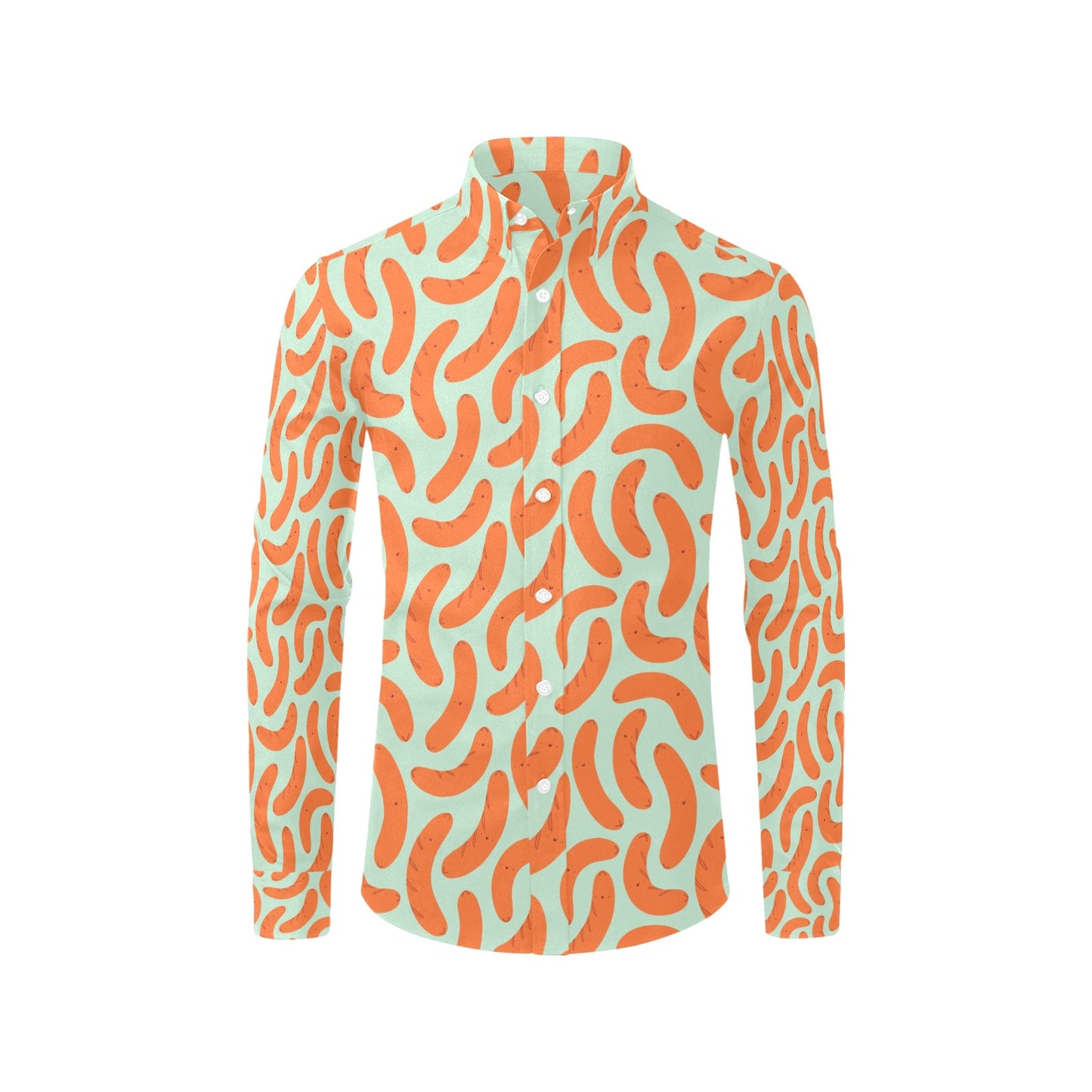 Sausage Print Design LKS304 Men's Long Sleeve Dress Shirt