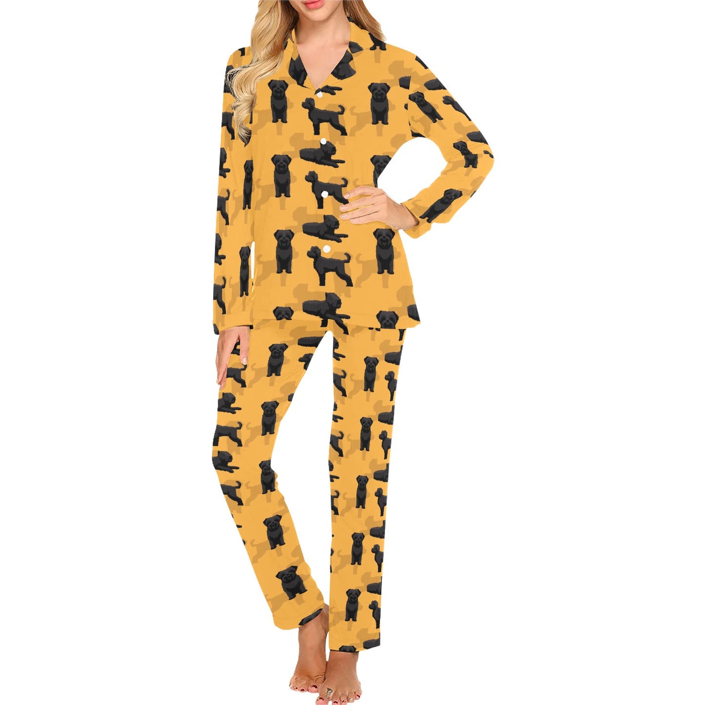 Bouviers des Flandres Pattern Print Design 01 Women's Long Pajama Set