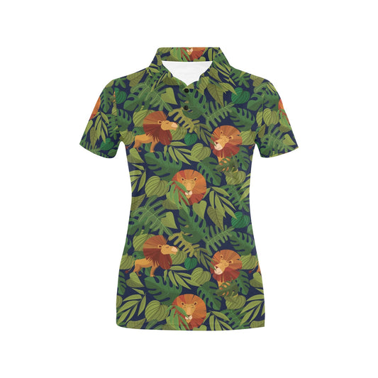 Lion Jungle Pattern Print Design 05 Women's Polo Shirt
