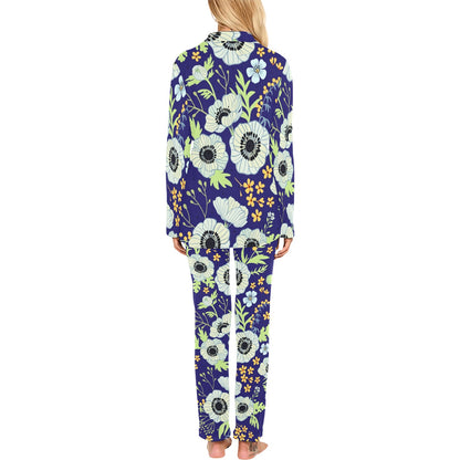Anemone Pattern Print Design AM06 Women's Long Pajama Set
